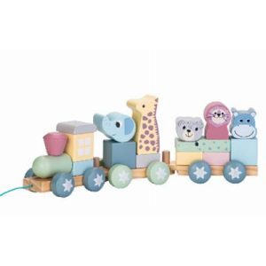 Tren animales con dos vagones madera